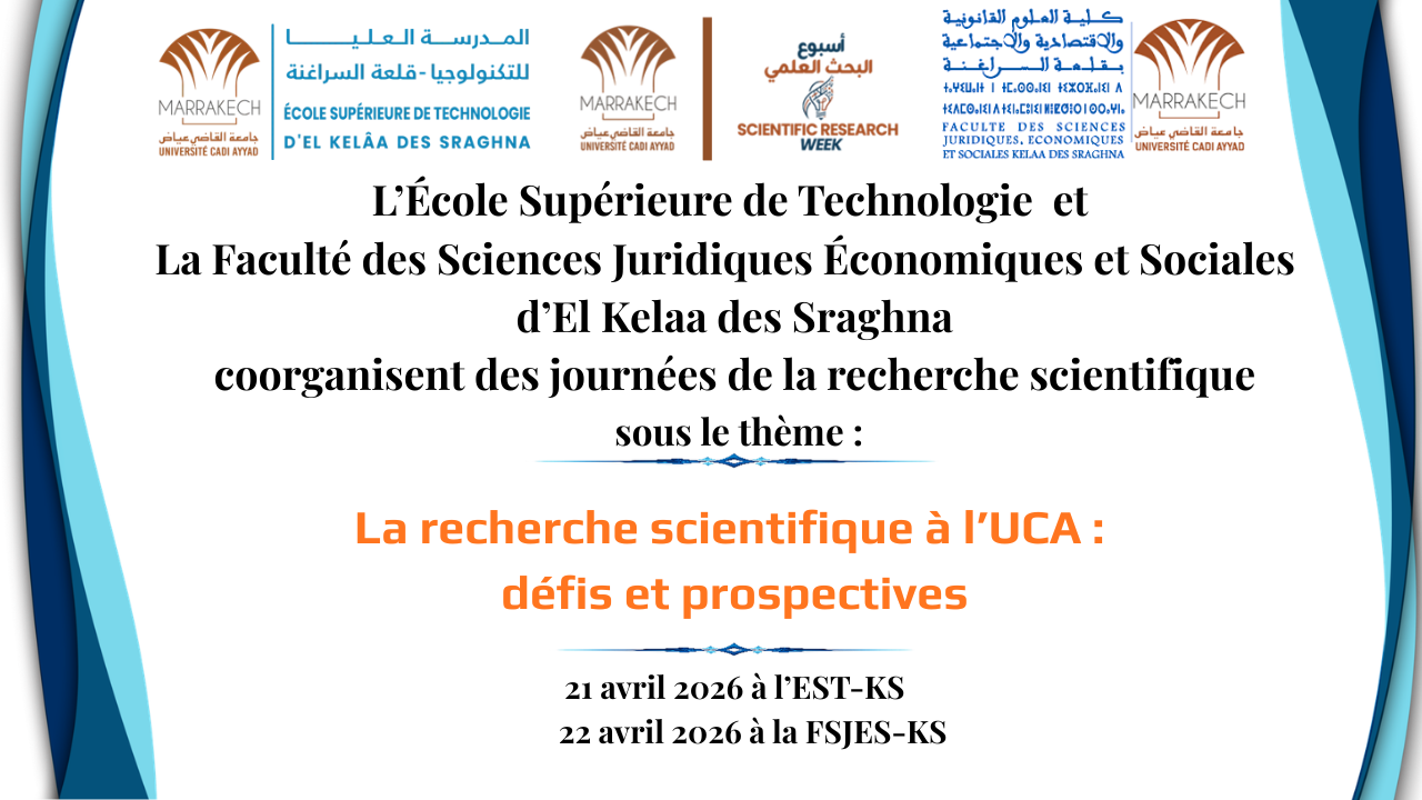 Journées de la recherche scientifique – EST & FSJES El Kelâa des Sraghna