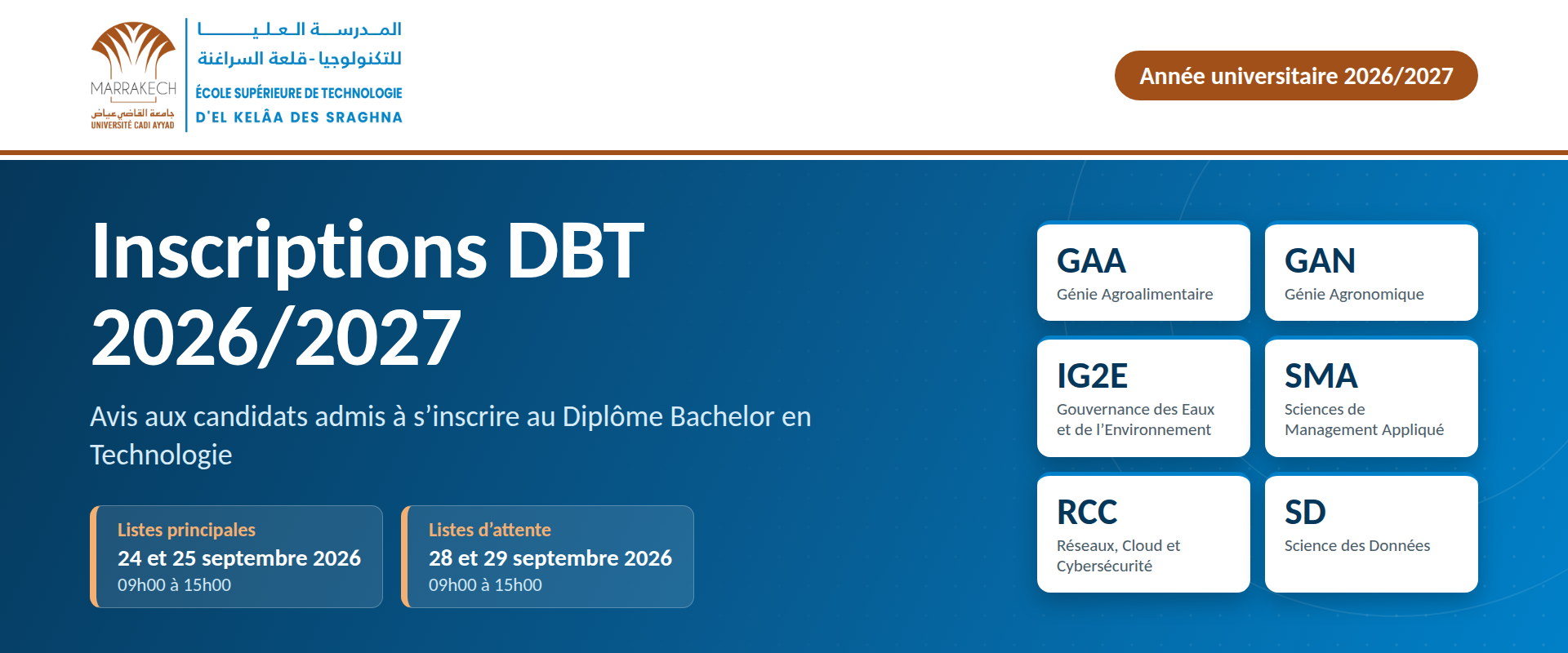 Inscriptions DBT 2026/2027